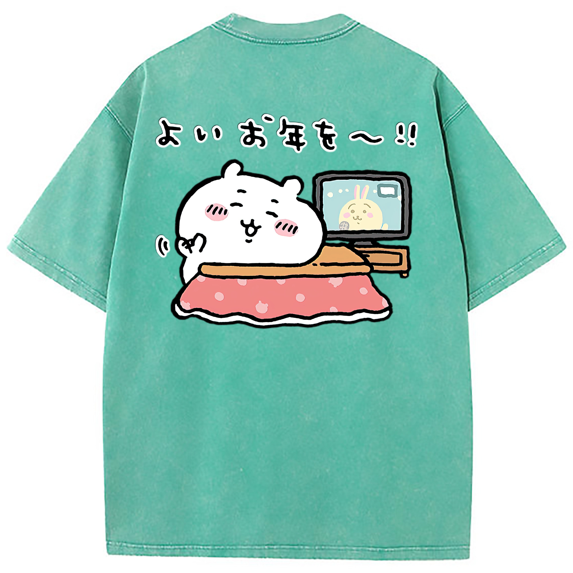 （画像用） ちいかわ ちいかわ Chii-kawa chiikawa 綿100% ヴィンテージ風 半袖Tシャツ（背面プリント）
